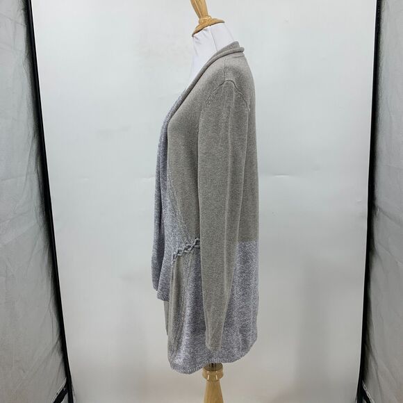 Nic + Zoe Open Front Cardigan Sweater Womens S Small Braided Trim Colorblock - Picture 5 of 11